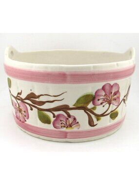 Vtg Hand Painted Floral Pottery Planter Vase Pot Portugal FTD Cottagecore